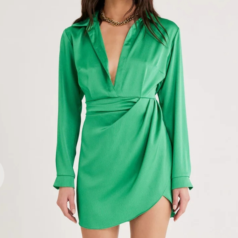 NWT Revolve Rumer The Label Allegra Shirt Dress in Green